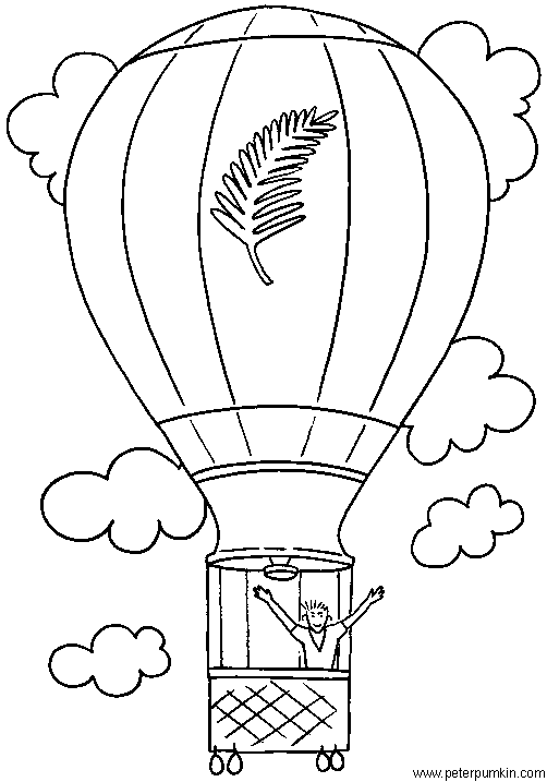 Color in a hot air balloon drawing