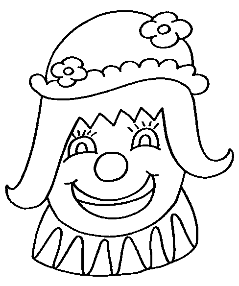 A clown face for colouring in