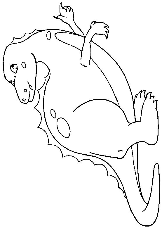 color in a drawing of a friendly dinosaur