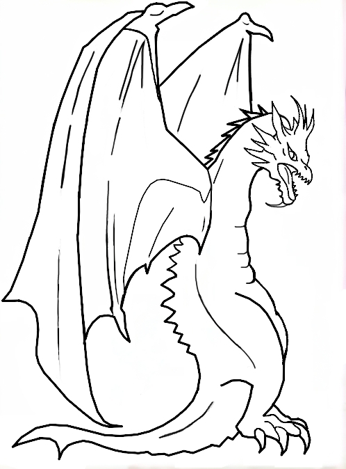A fierce dragon for colouring in