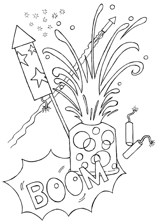 colouring picture of exploding fireworks