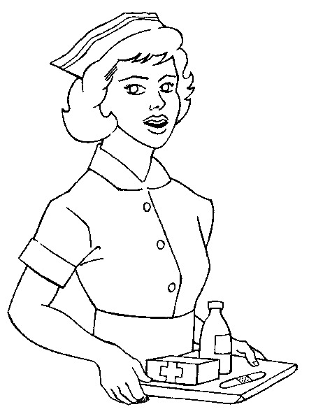 A nurse drawing for colouring in