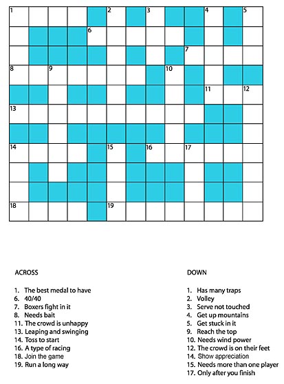 sports crossword for kids
