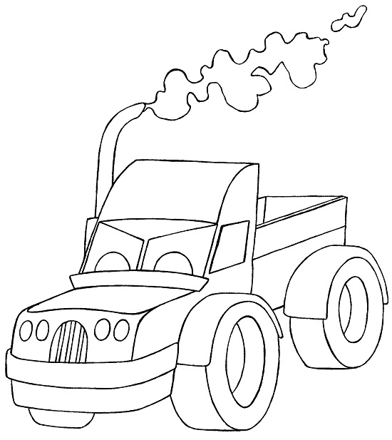 Monster truck blowing smoke drawing for coloring